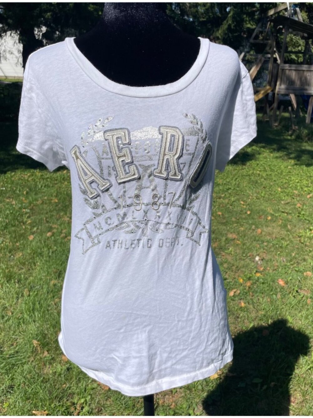 Vintage Y2K Aeropostale Micro Top Embroidered Spellout Rhinestone XL 100% Cotton